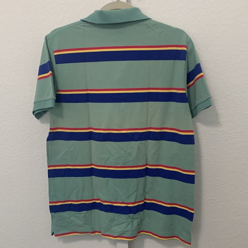 Y2K Lacoste Green Striped Shirt Sleeve Polo Shirt - Picture 5 of 8